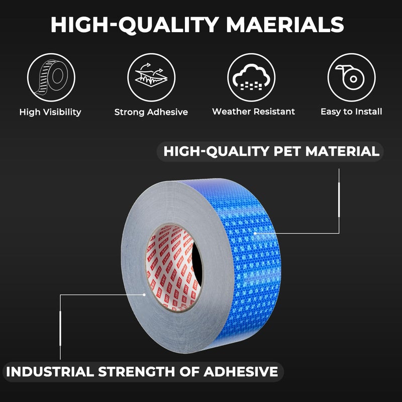 SWRT Reflective Tape 2 Inch x 30 Feet DOT-C2 Shining Star Fade Resistant Blue Reflective Tape Outdoor Waterproof Strong Adhesive Safety Warning Tape Reflector Conspicuity Tape for Trailer Trucks Bike - Image 3